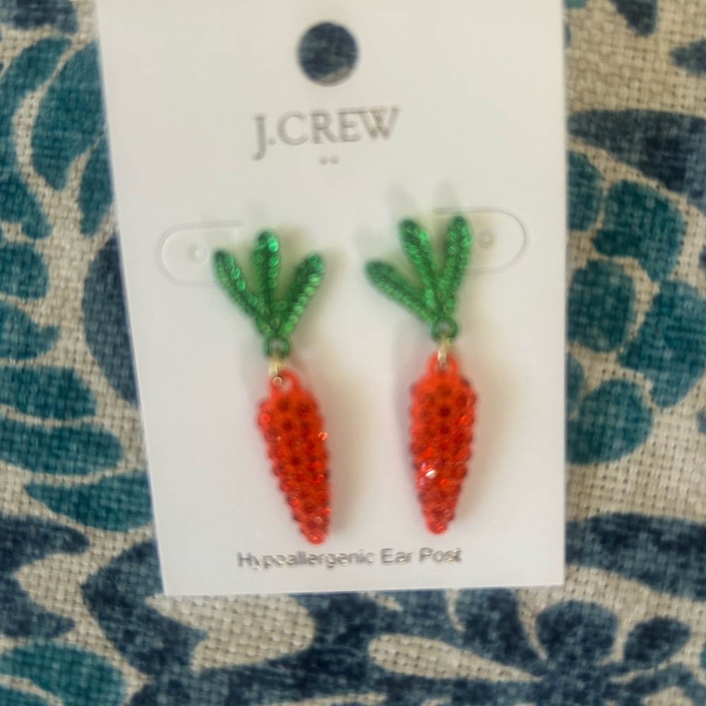 J. Crew Carrot Earrings - Green and Orange